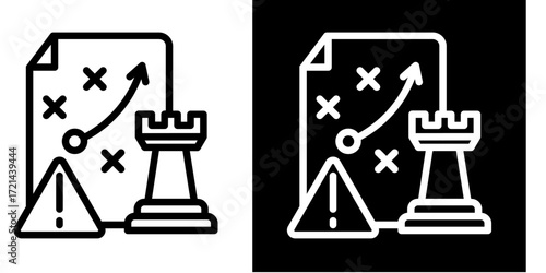 Strategic Risk Planning  Icon Set White Style Collection