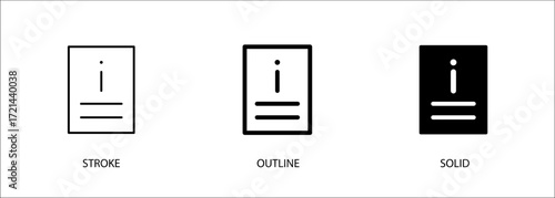 Document information icon. Editable vector stroke, outline and solid icon. Eps10 file.