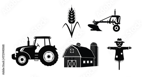 Vector illustration of farm and agriculture related vector icons