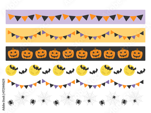 ハロウィン　ライン　イラストセット