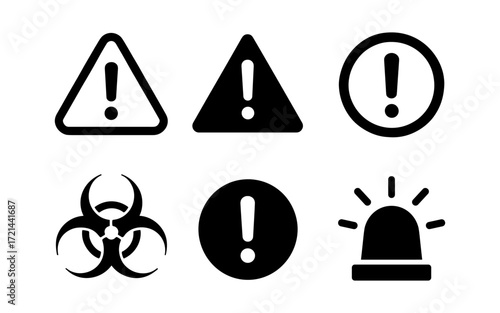 Comprehensive warning symbols collection for safety and hazard awareness designs