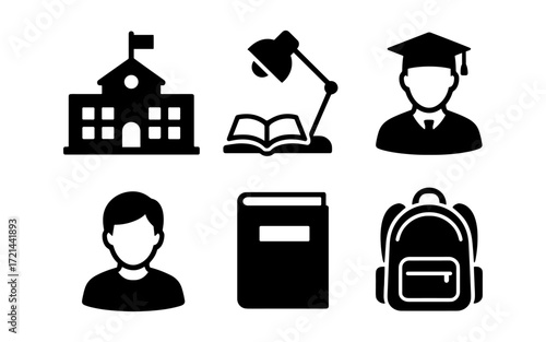 School essentials icons - education design for learning and classroom materials
