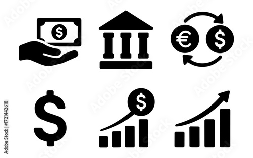 Finance icons set for business and banking design projects