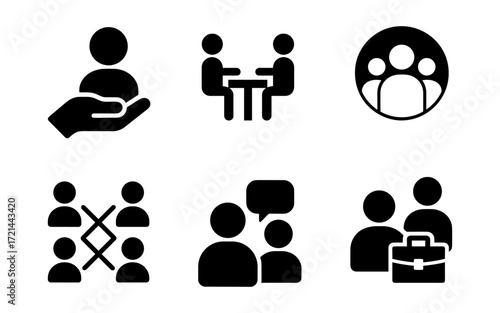 Collection of minimalist business icons for networking and communication design