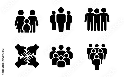 Simple community icons set for social connection and group interaction design