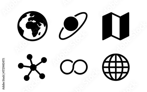 Geography and network symbols for educational and design use