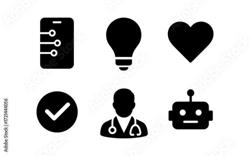 Innovative medical technology icons: healthcare, ai, doctor, and devices design for posters and cards