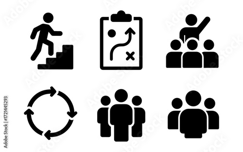 Team leadership icons for strategic planning and collaboration design projects