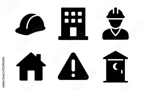 Essential construction icon set for design projects and infographics