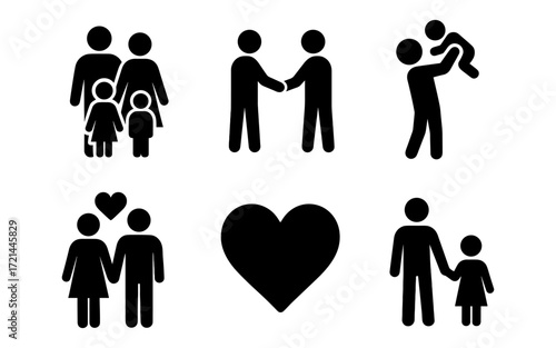 Family and relationships icon set for communication and design projects