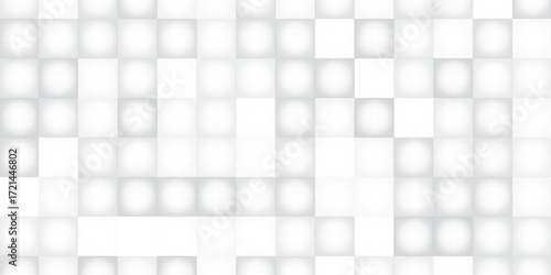 Random moved beveled white cube boxes block background wallpaper banner, 3D illustration