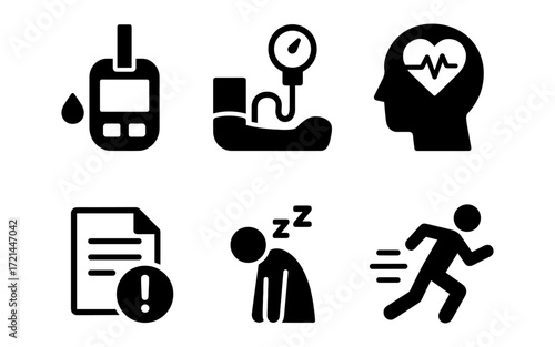 Comprehensive health icons collection for wellness and medical design, perfect for health education and promotion