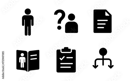Minimalistic icon set for information and workflow design projects