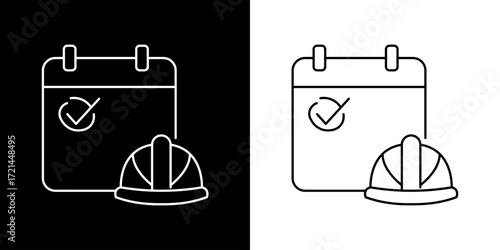 Essential Construction Project Planning and Safety Management Schedule Icon Representing Key Deadlines and Worker Protection for Industrial Development
