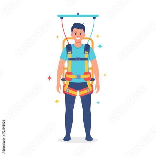 person in support harness