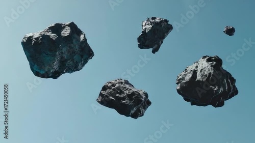 A group of rocks levitating in the air, a surreal and mystifying scene
