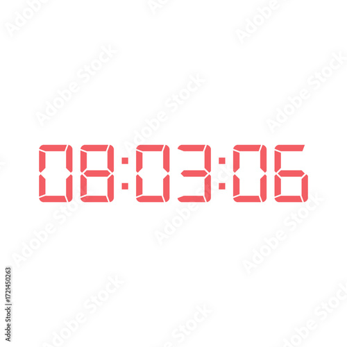 LED digital clock number for counter or calculator mockup design