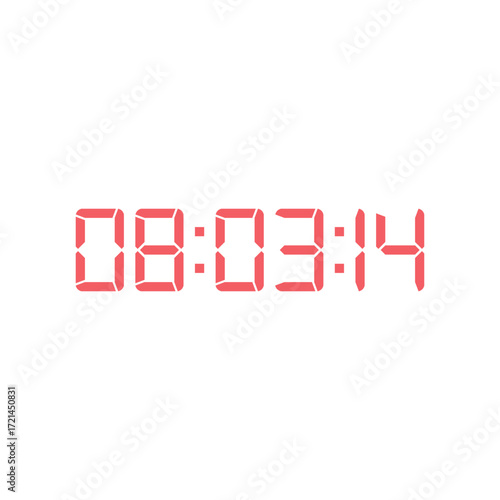 LED digital clock number for counter or calculator mockup design
