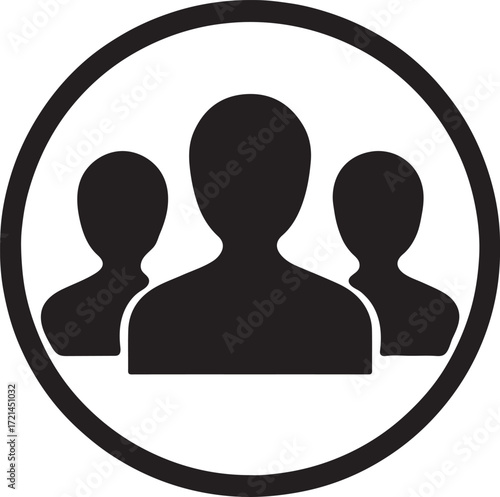 Silhouette congregation circle icon vector for worship, community, religious, cultural, spiritual, and unity themes.