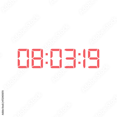 LED digital clock number for counter or calculator mockup design