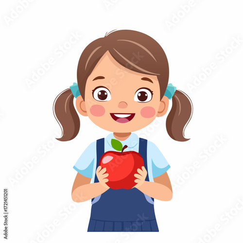 Kleines Mädchen mit einem Apfel