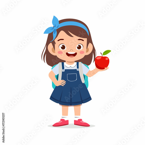 Kleines Mädchen mit einem Apfel