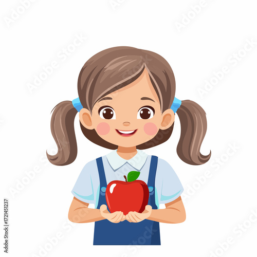 Kleines Mädchen mit einem Apfel