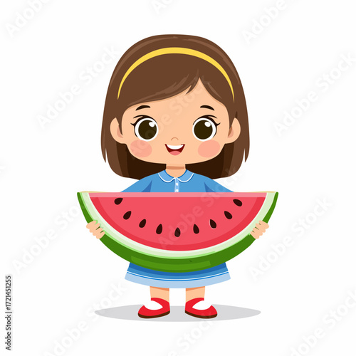 Kleines Mädchen mit Wassermelone