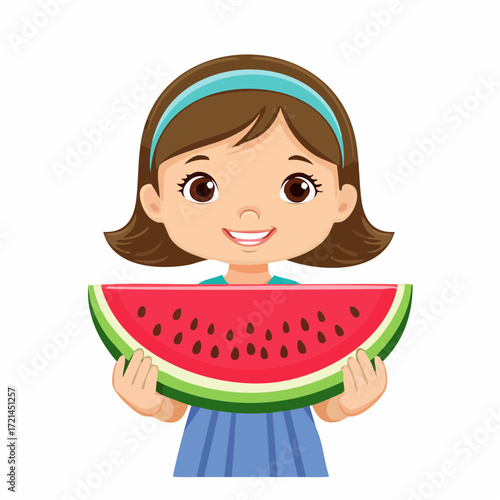 Kleines Mädchen mit Wassermelone