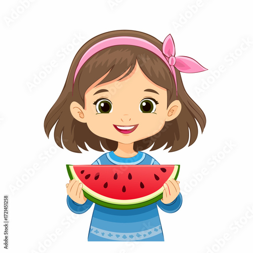 Kleines Mädchen mit Wassermelone