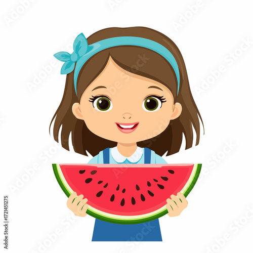 Kleines Mädchen mit Wassermelone