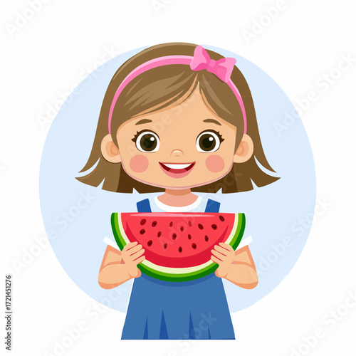 Kleines Mädchen mit Wassermelone