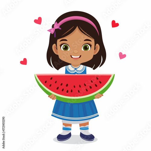 Kleines Mädchen mit Wassermelone