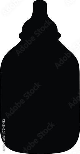 baby bottle feeding infant silhouette vector, toddler nutrition icon illustration
