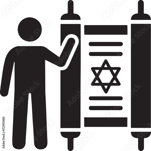 Silhouette blessing scroll icon vector for religious, spiritual, cultural, ceremonial, and sacred design.