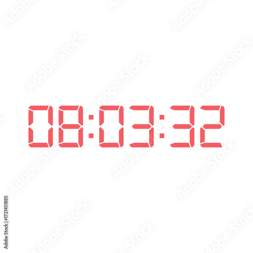 LED digital clock number for counter or calculator mockup design