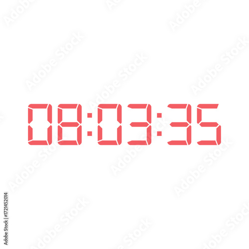 LED digital clock number for counter or calculator mockup design