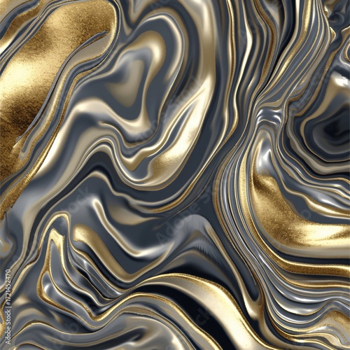 Organic Flow Pattern Graphics with Liquid Metal Gradients for New Year Festival Posters in Premium Fresh Start Design