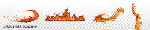 Vector set of fire effects isolated on transparent background.