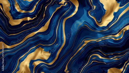 Luxury Midnight Blue and Gold Organic Geometry Background for New Year Advertising