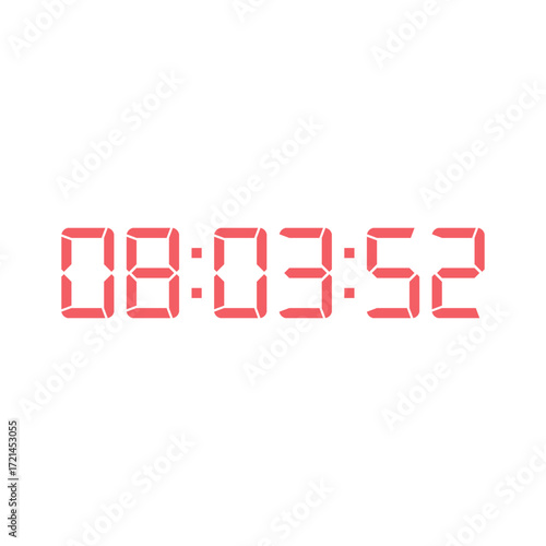 LED digital clock number for counter or calculator mockup design