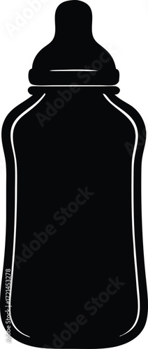 baby bottle silhouette vector, infant feeding illustration
