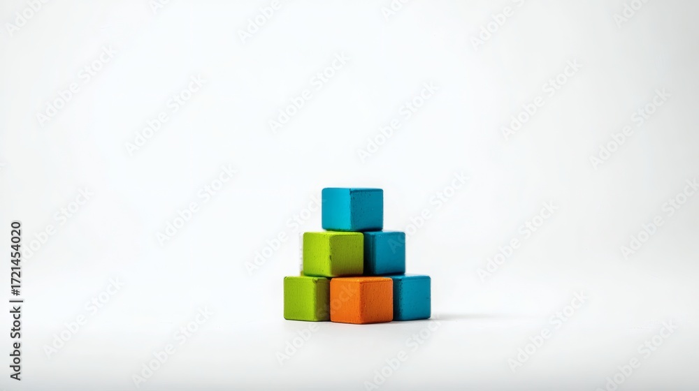 Obraz premium Miniature Puzzle or Tiny Building Blocks on Pure White Background, Product Photography Style, Soft Lighting, Centered, Minimalist Composition