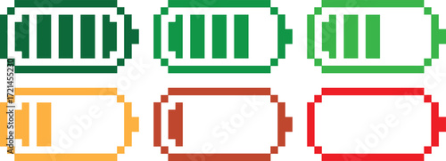 battery icon vector, pixel battery full, pixel battery low, battery level doodle, energy charge icons, battery status pack, minimal battery symbols, retro pixel battery art, electricity battery icon, 