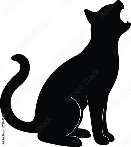 cat meowing pet sound icon vector, kitten voice symbol illustration
