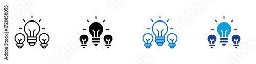 Originality Multiple Style Icon Design Vector - Three light bulbs symbolizing originality, diversity of thought, and fresh ideas