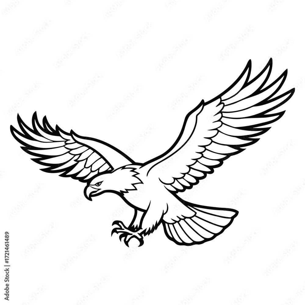 Fototapeta premium Elegant Eagle Wings Spread Minimalist Line Drawing