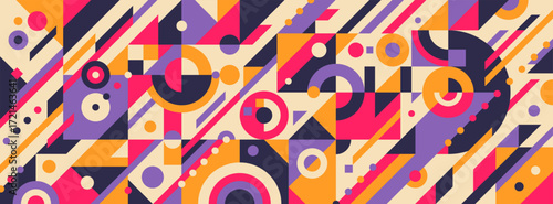 Geometric abstract pattern design with colorful shapes. Vector illustration.