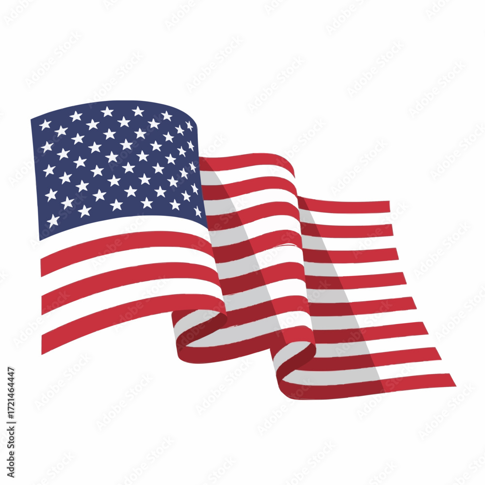 Obraz premium Waving American flag illustration, a symbol of patriotism and national pride for the United States