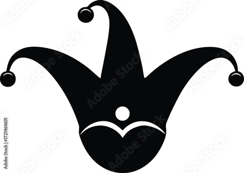 mardi gras jester hat silhouette vector, carnival party headwear illustration
